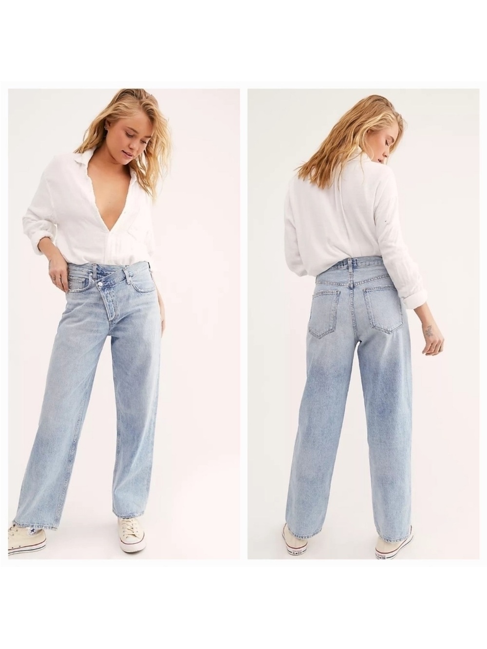 Agolde Women's Criss-Cross Straight Leg Jeans Medium Wash Blue Size 29